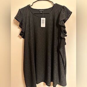 Torrid Black Eyelet Top with Ruffle Sleeves size 4x 26. NWT
